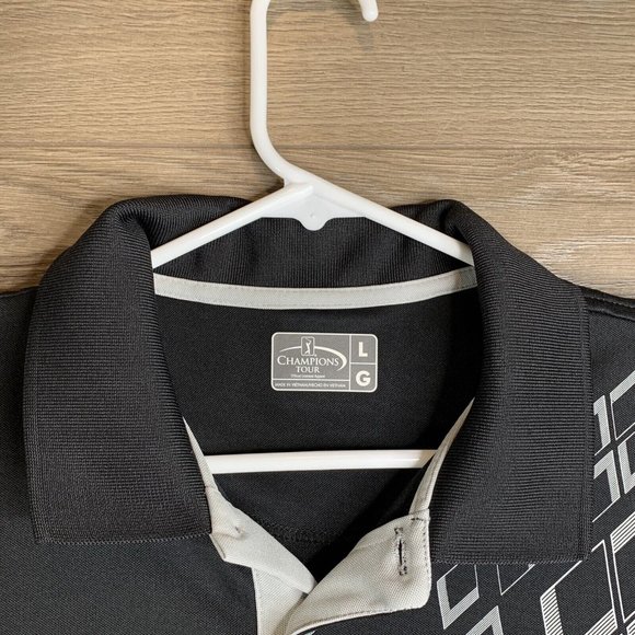 Champions Tour Polo Golf Shirt Mens Large Black with Diamond Design Short Sleeve - Picture 8 of 13